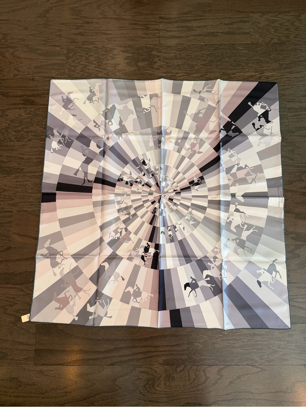 NWT Hermes Geometric Carousel Horse Silk Scarf in Pastel Neutrals